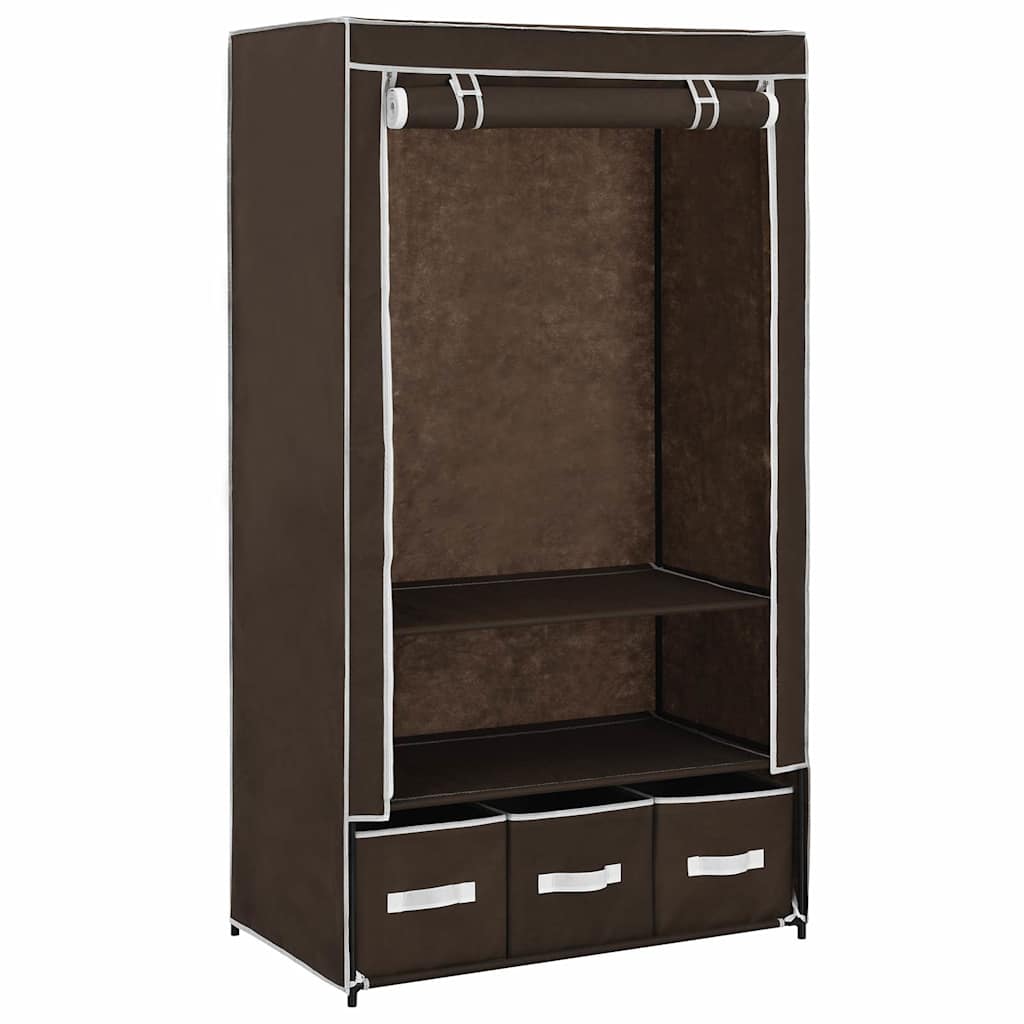 Roupeiro 87x49x159 cm tecido castanho