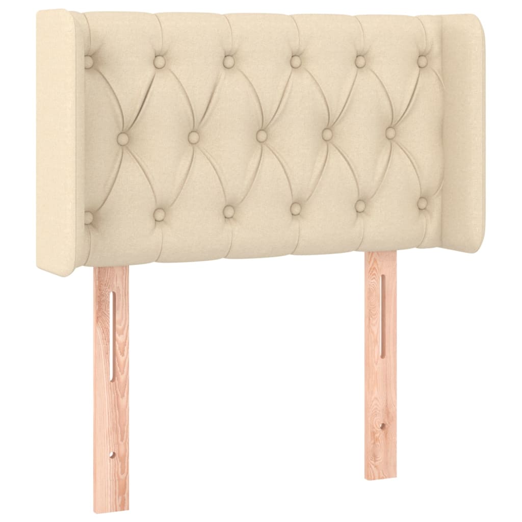 Cabeceira de cama c/ luzes LED tecido 83x16x78/88 cm cor creme