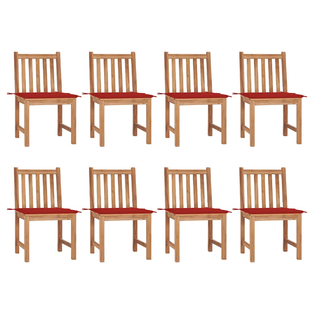 Cadeiras de jardim 8 pcs c/ almofadões madeira de teca maciça