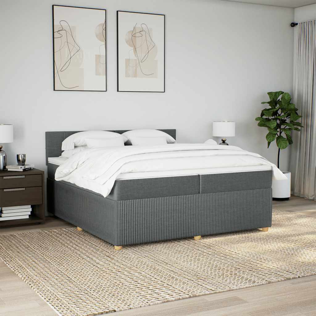 Cama com molas/colchão 200x200 cm tecido cinzento-escuro