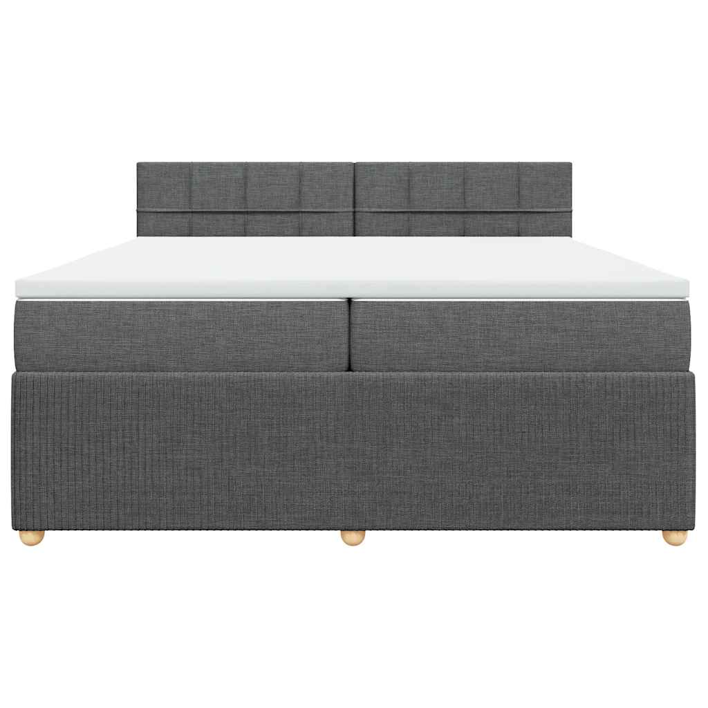 Cama com molas/colchão 200x200 cm tecido cinzento-escuro