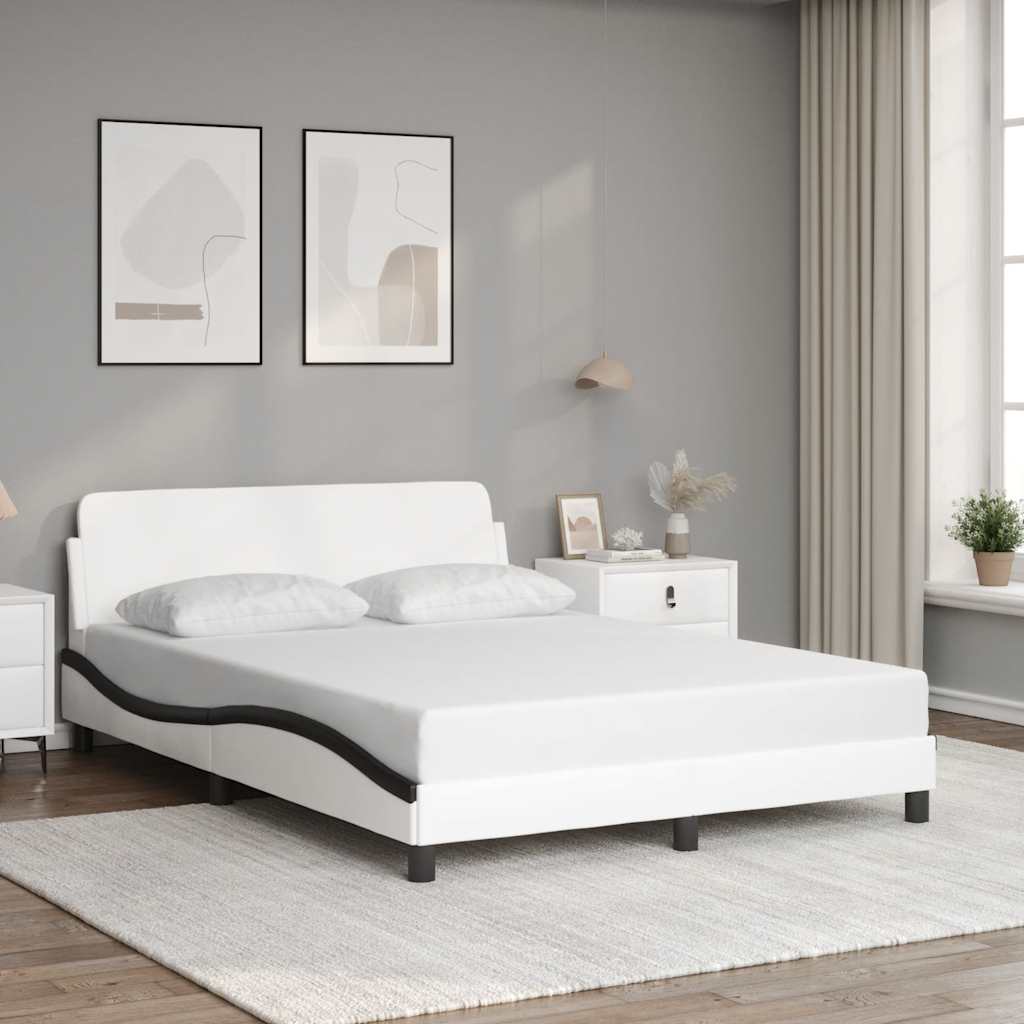 Estrutura de cama dover 120x200 couro artif. branco/preto