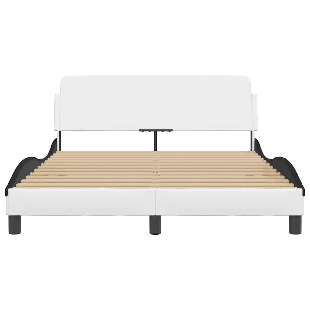 Estrutura de cama dover 120x200 couro artif. branco/preto