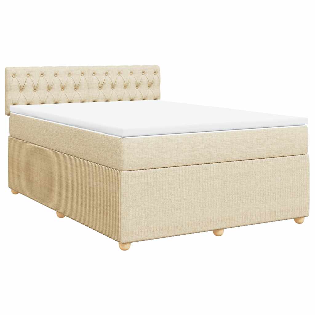 Cama com molas/colchão 140x190 cm tecido cor creme