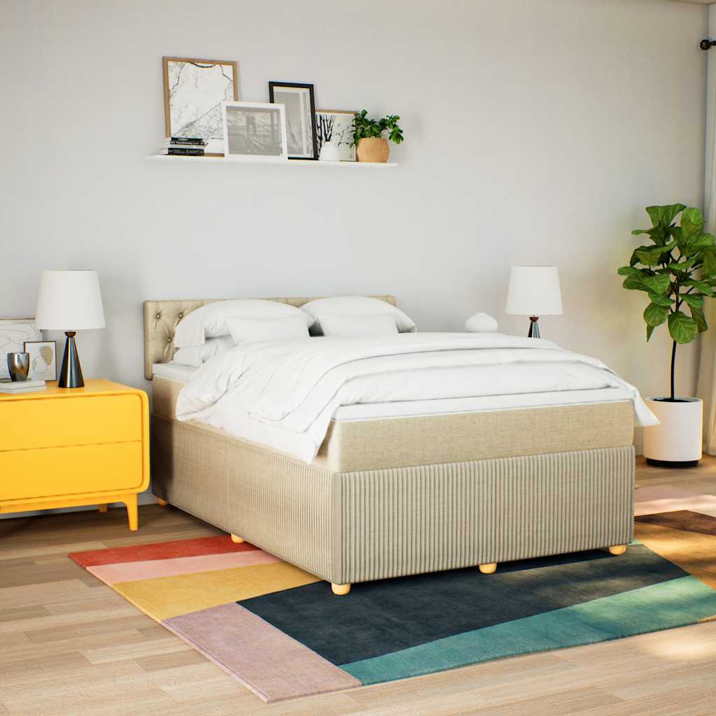 Cama com molas/colchão 140x190 cm tecido cor creme