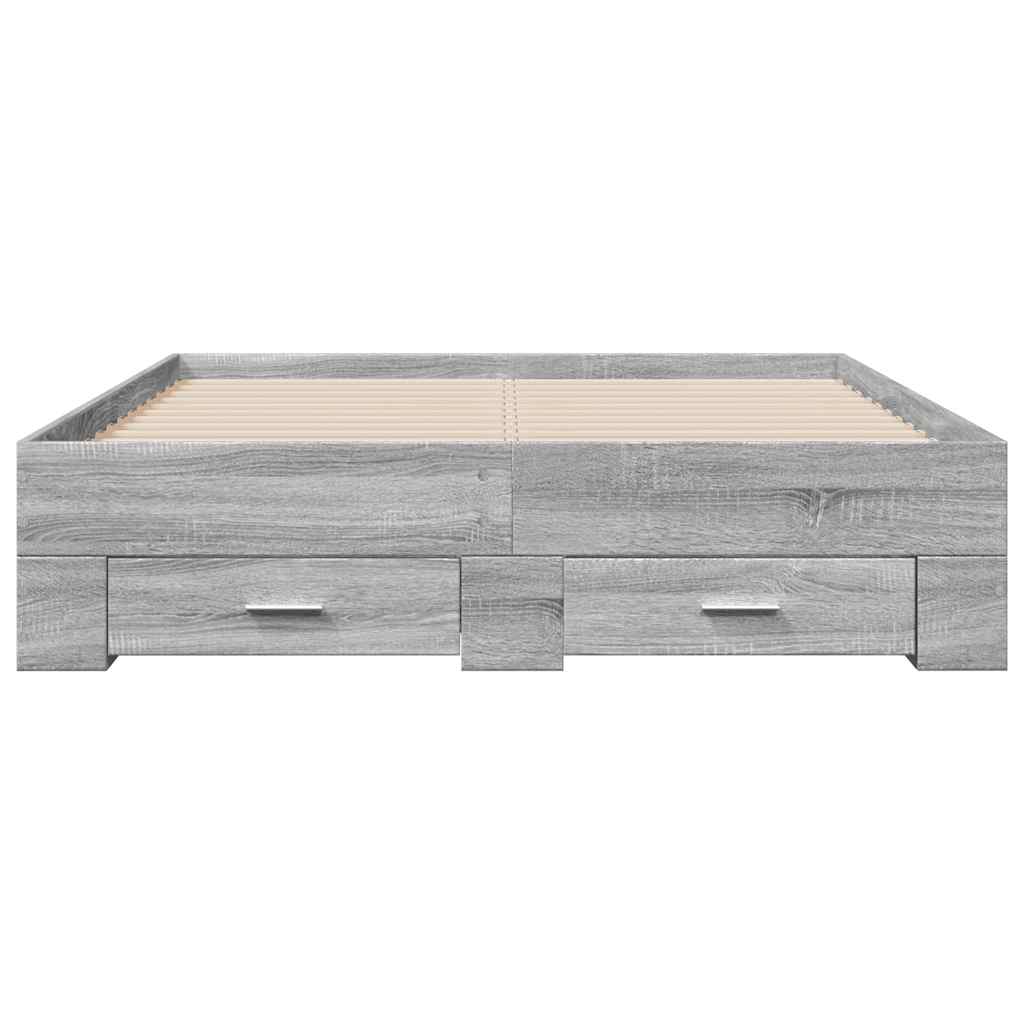 Estrutura de cama c/ gavetas derivados madeira cinza sonoma
