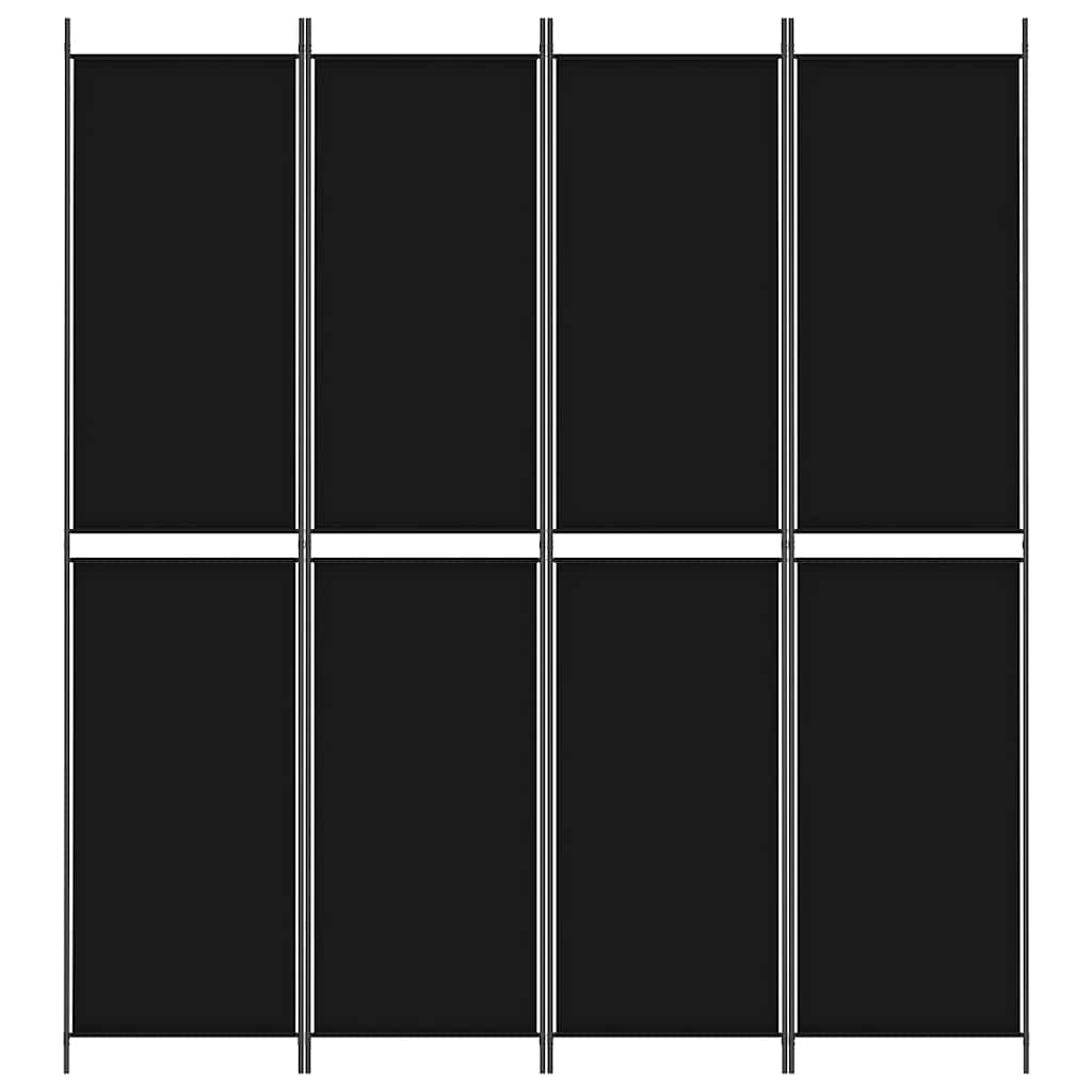 Biombo/divisória com 4 painéis 200x220 cm tecido preto