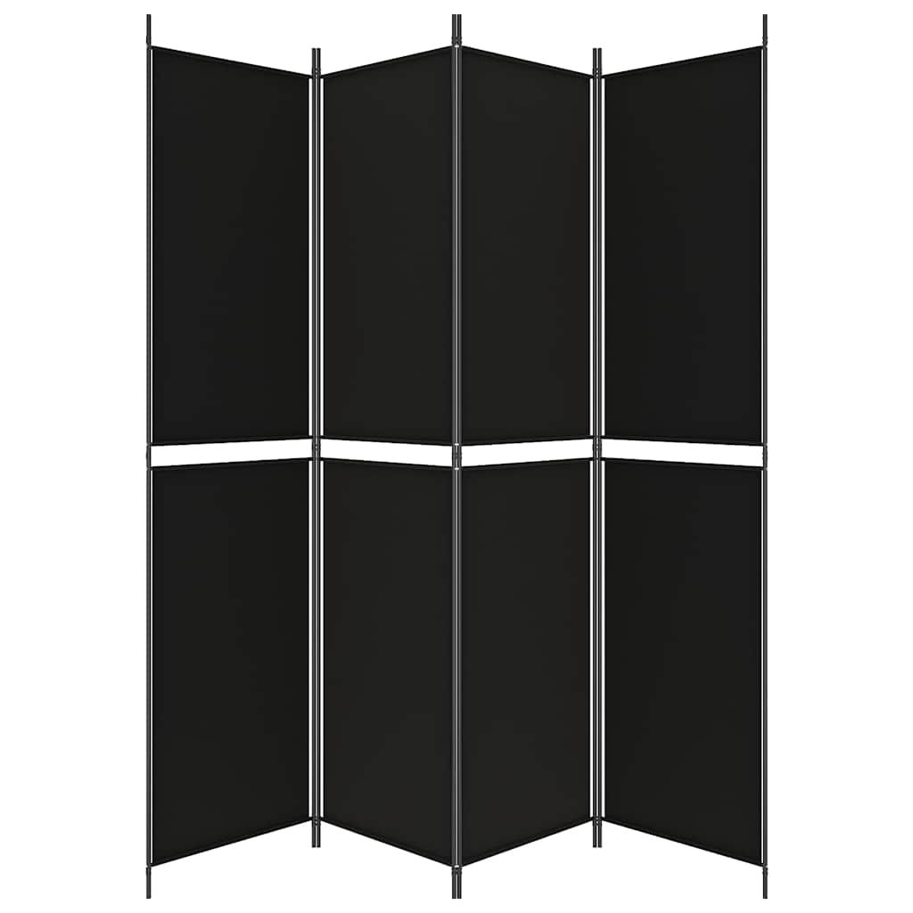 Biombo/divisória com 4 painéis 200x220 cm tecido preto