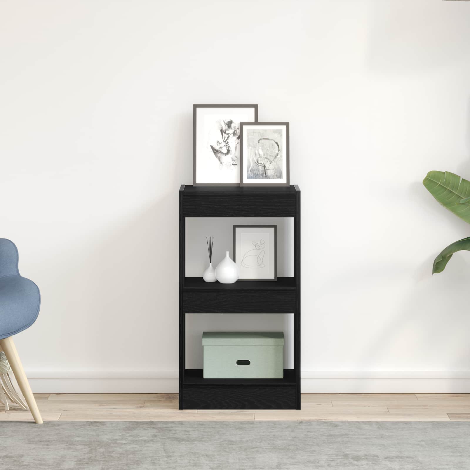 Gabinete de livros 2 níveis 40 x 30 x 71,5 cm carvalho preto