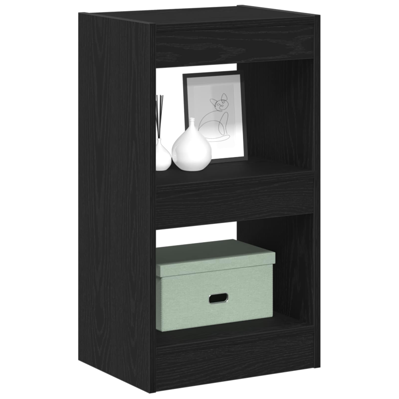 Gabinete de livros 2 níveis 40 x 30 x 71,5 cm carvalho preto