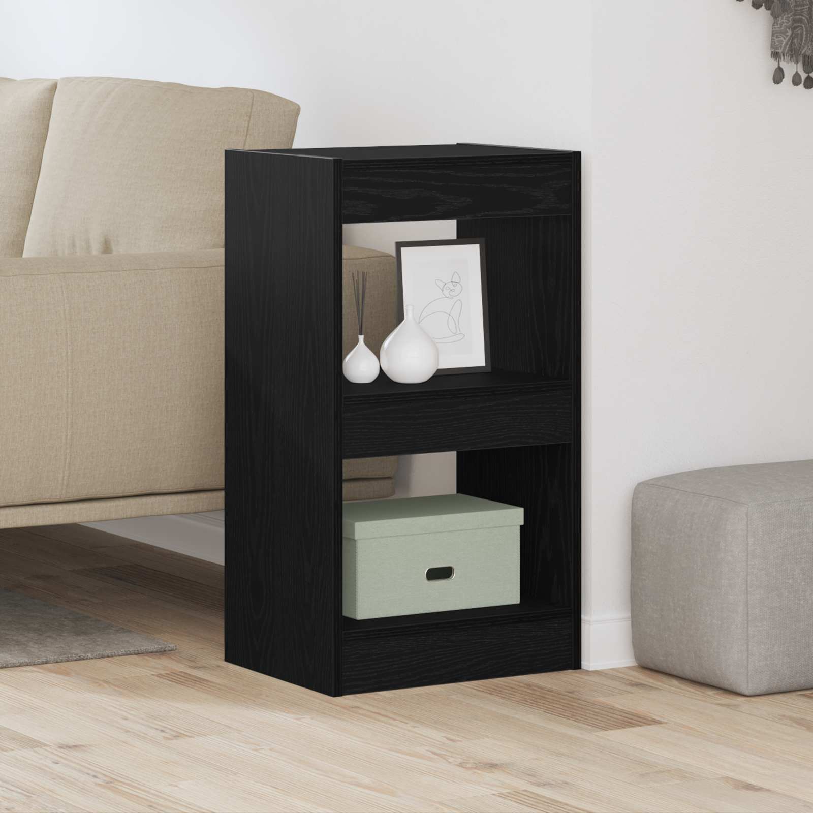 Gabinete de livros 2 níveis 40 x 30 x 71,5 cm carvalho preto