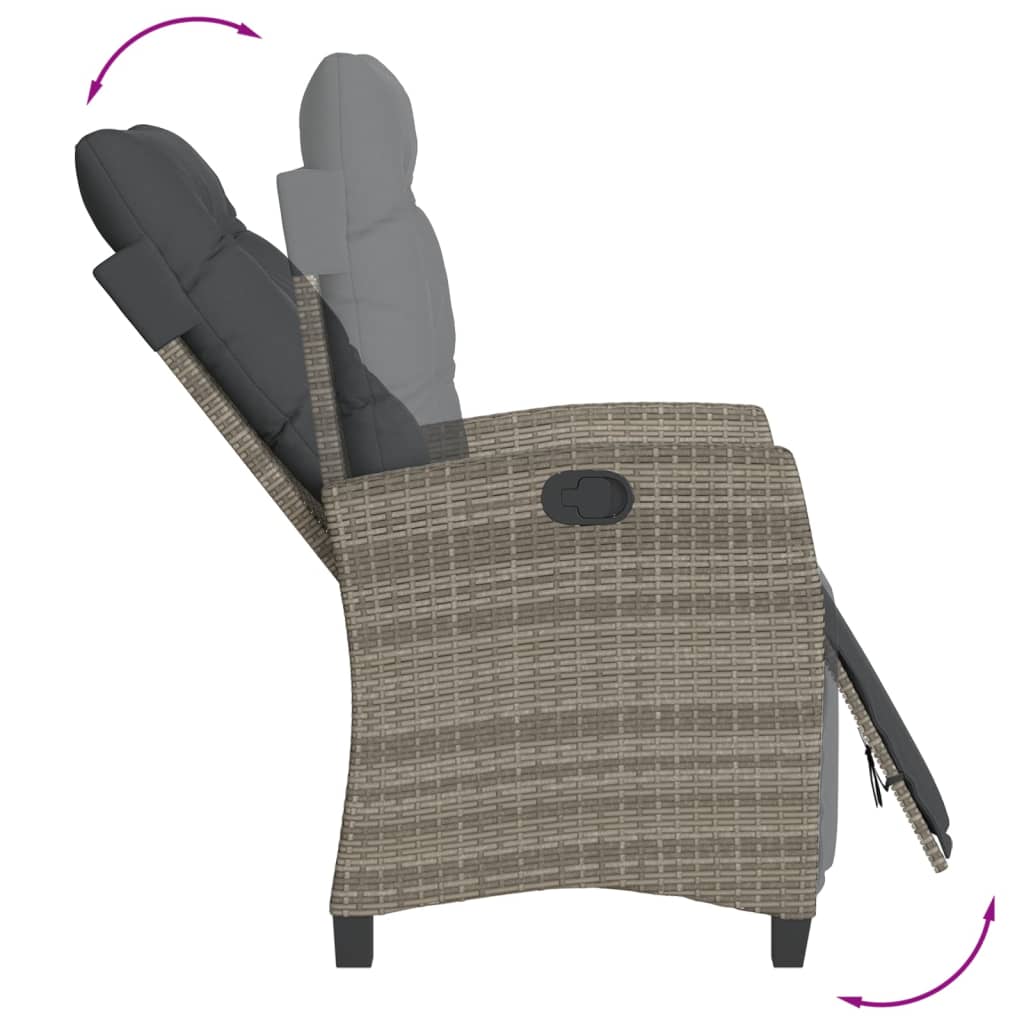 7 Pcs conjunto de jantar p/ jardim c/ almofadões vime PE cinza
