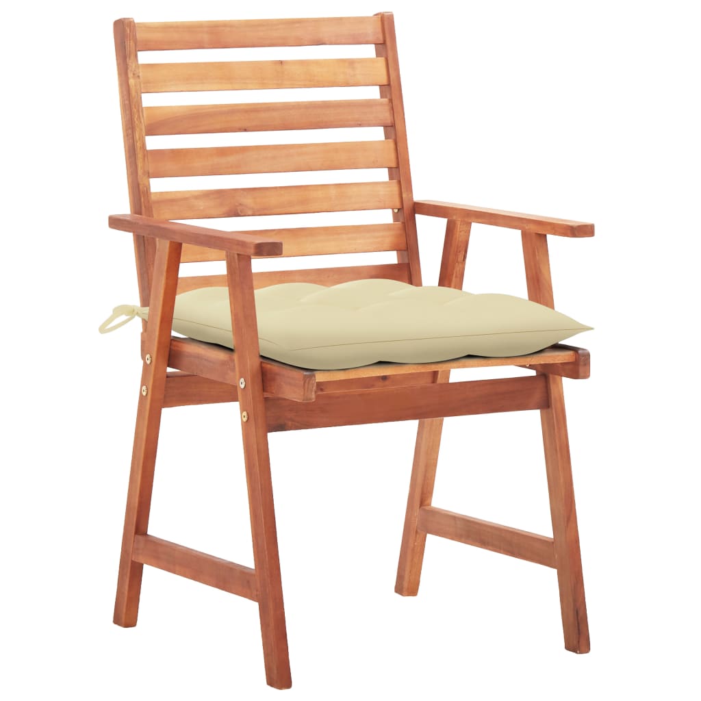 Cadeiras de jantar p/ jardim 2 pcs c/ almofadões acácia maciça