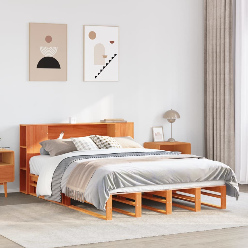 Cama com estante sem colchão 135x190 cm madeira maciça