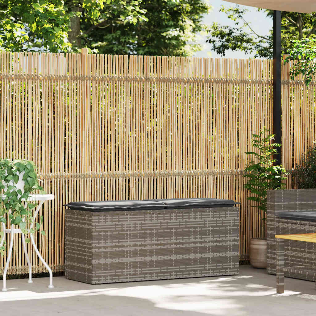 Banco de jardim com almofadão 110x40x44 cm vime PE cinzento