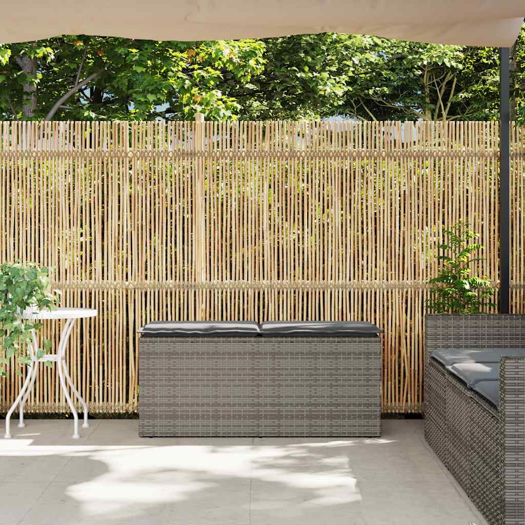 Banco de jardim com almofadão 110x40x44 cm vime PE cinzento