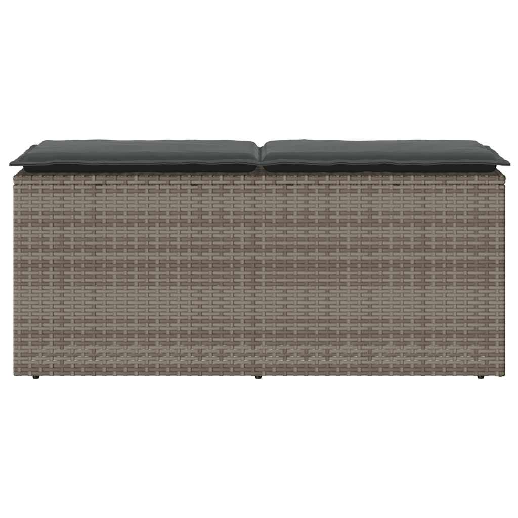 Banco de jardim com almofadão 110x40x44 cm vime PE cinzento