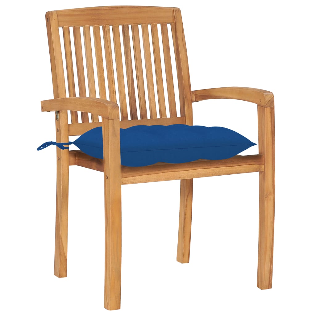 Cadeiras de jardim empiháveis c/ almofadões 4 pcs teca maciça