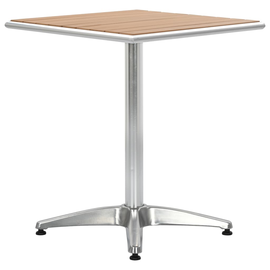 Mesa de jardim prateado 60x60x70 cm alumínio e wpc