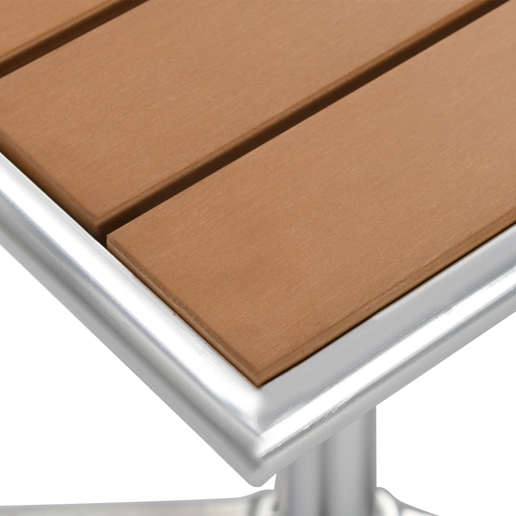 Mesa de jardim prateado 60x60x70 cm alumínio e wpc