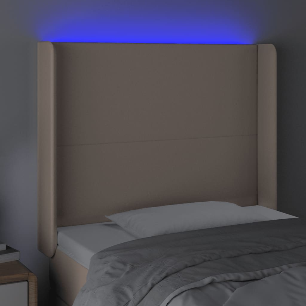 Cabeceira cama c/ LED couro artif. 93x16x118/128 cm cappuccino