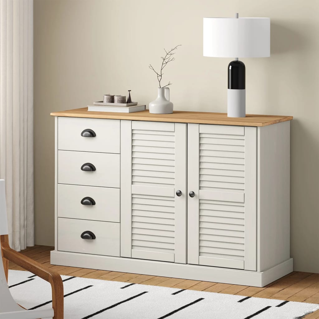 Aparador com gavetas vigo 113x40x75 cm pinho maciço branco