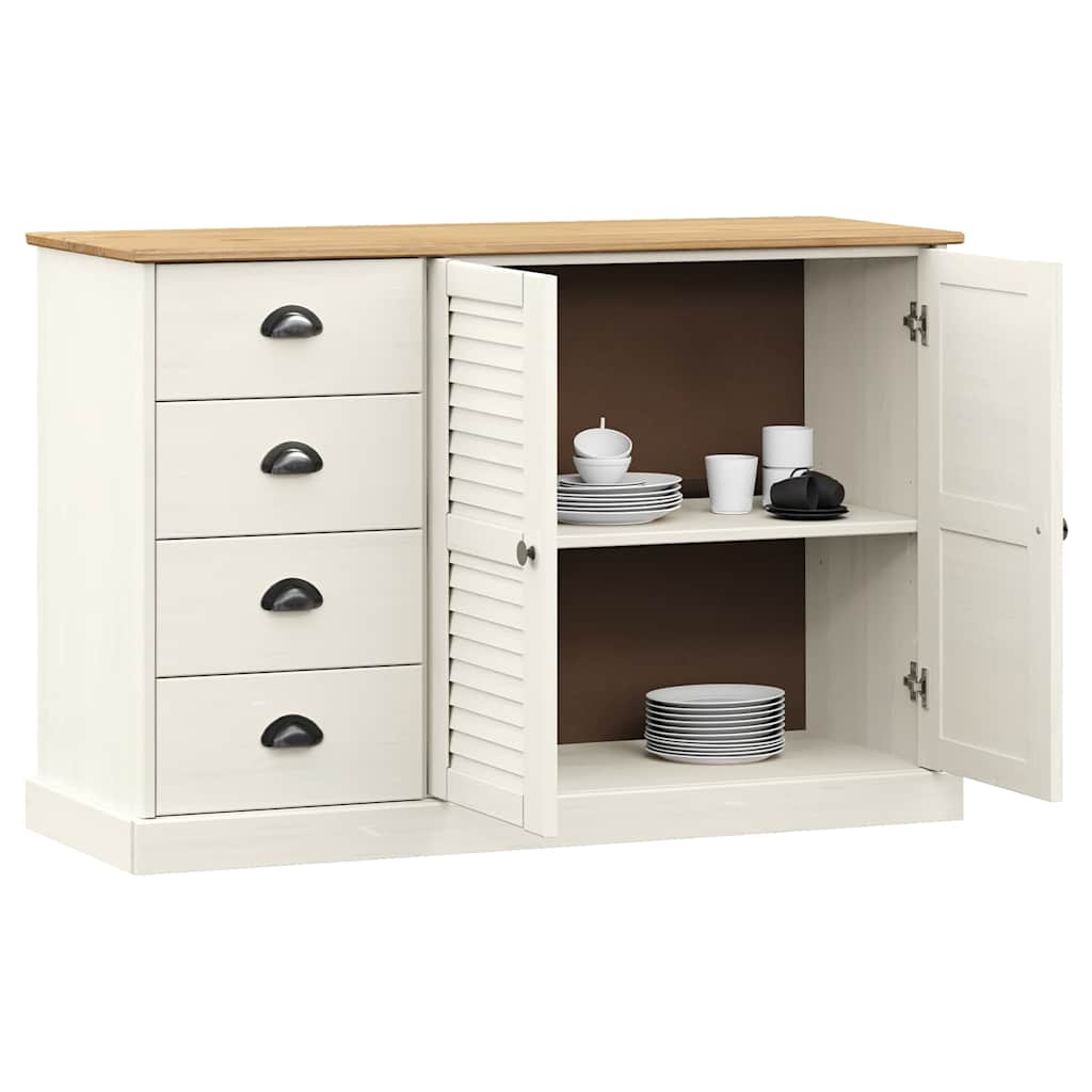 Aparador com gavetas vigo 113x40x75 cm pinho maciço branco