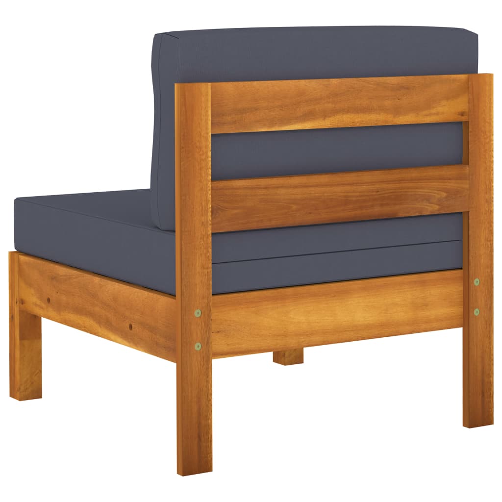 7 Pcs conj. lounge de jardim c/ almofadões cinza-escuro acácia