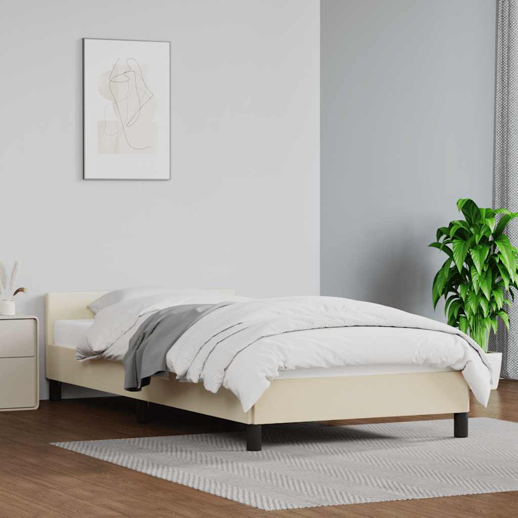 Estrutura cama c/ cabeceira sem colchão 90x200 cm creme