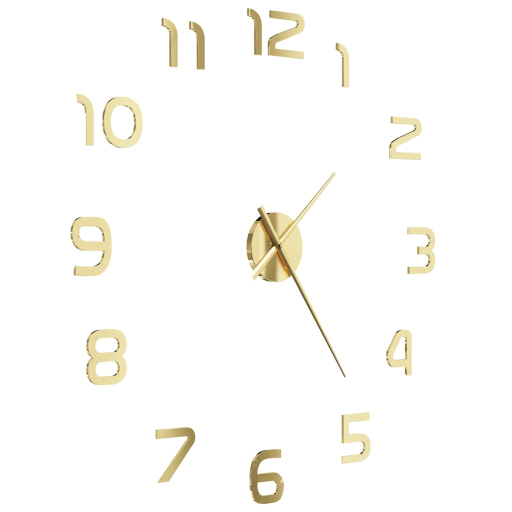 Relógio de parede 3d com design moderno 100 cm xxl dourado