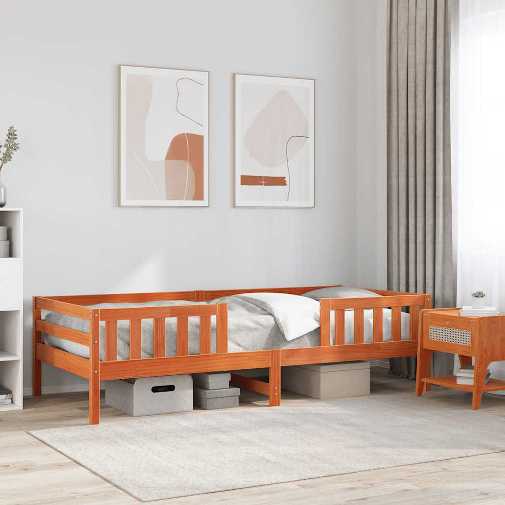 Cama sem colchão 90x200 cm pinho maciço castanho-mel