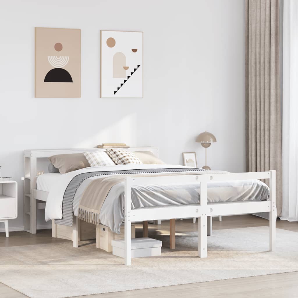 Cama para idosos com cabeceira 120x200 cm pinho maciço branco