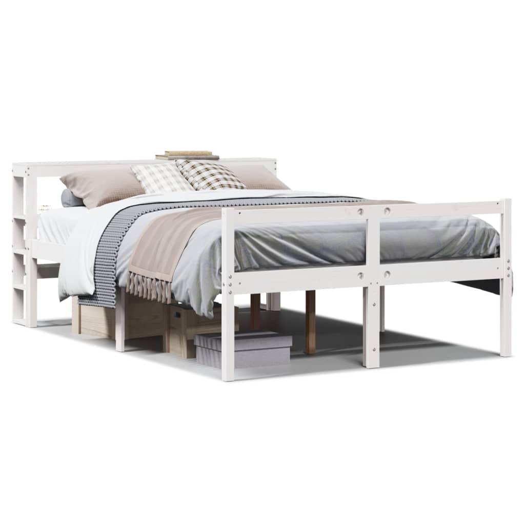 Cama para idosos com cabeceira 120x200 cm pinho maciço branco
