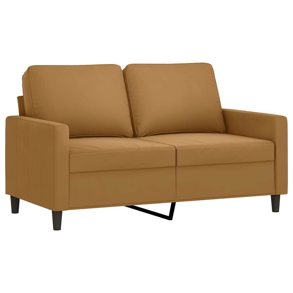 2 Pcs conjunto de sofás com almofadões veludo castanho