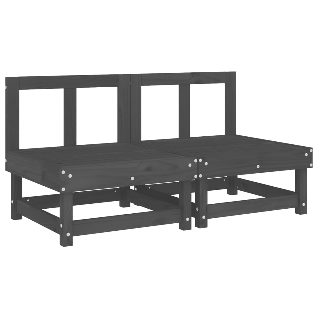 Sofás de centro para jardim 2 pcs madeira pinho maciça cinzento