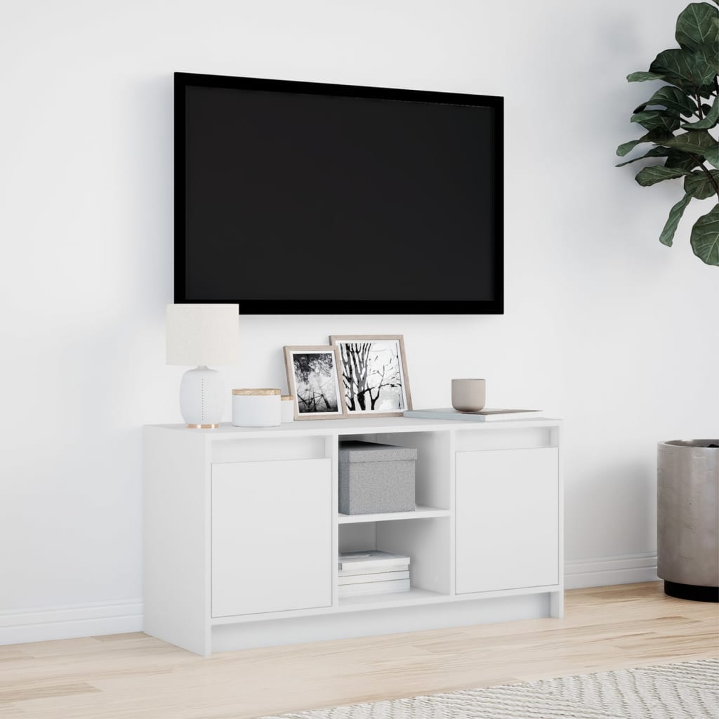 Móvel de TV com luzes LED derivados de madeira branco