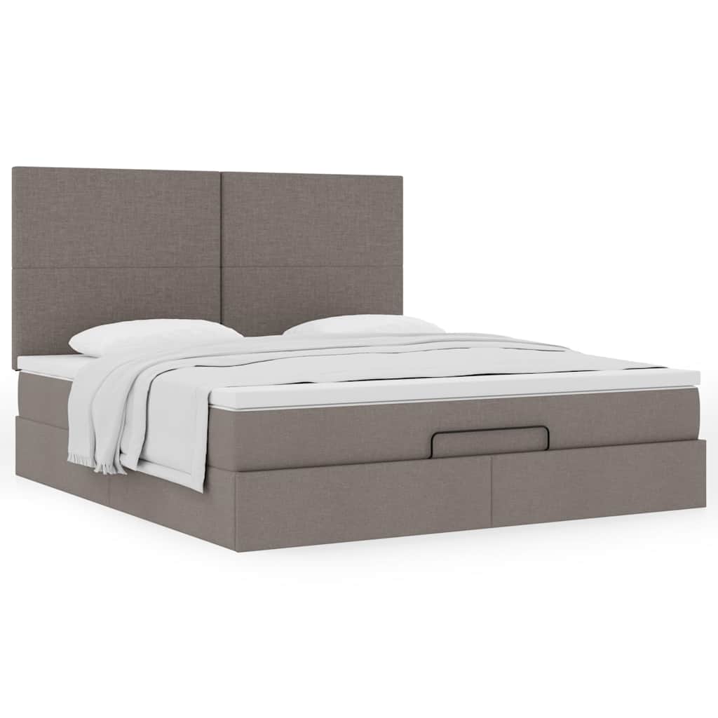 Moldura de cama otomana com tecido taupe 180x200cm