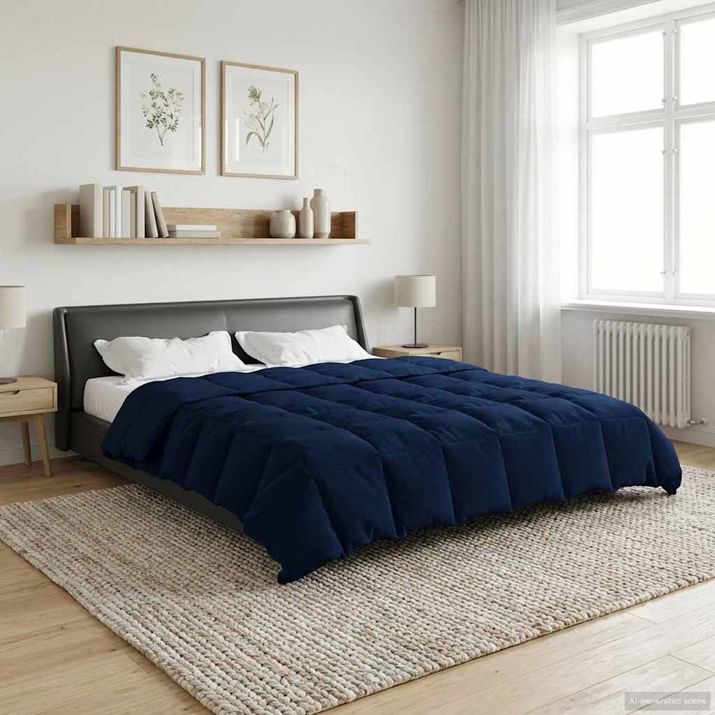 Duvet de ano inteiro azul escuro 220 x 260 cm microfibra