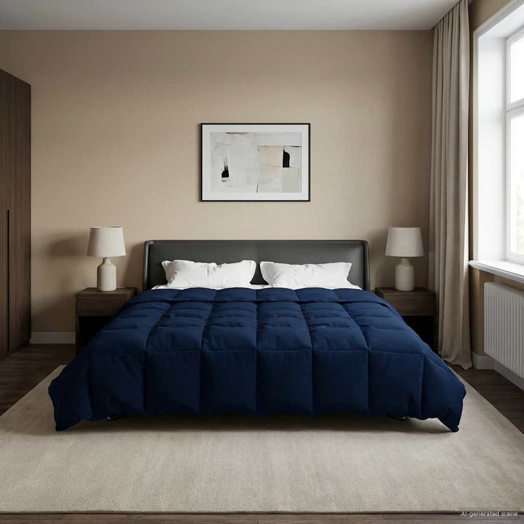 Duvet de ano inteiro azul escuro 220 x 260 cm microfibra