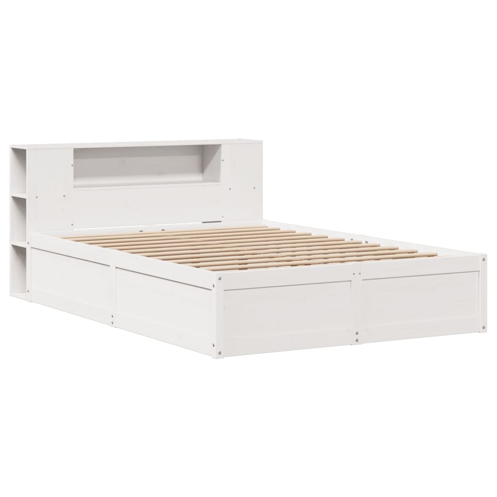 Cama sem colchão 135x190 cm madeira de pinho maciça branco