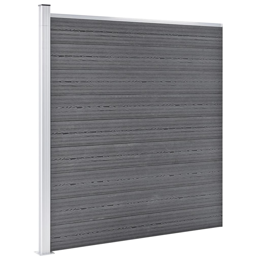 Painel de vedação para jardim 353x186 cm wpc cinzento