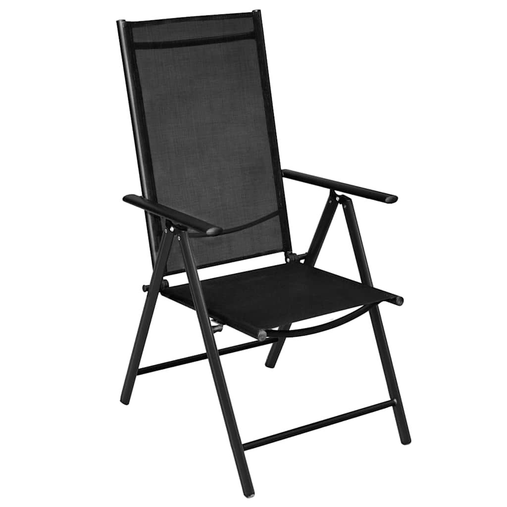 Cadeiras de jardim dobráveis 2 pcs alumínio e textilene preto
