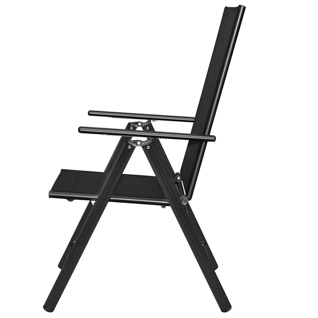 Cadeiras de jardim dobráveis 2 pcs alumínio e textilene preto