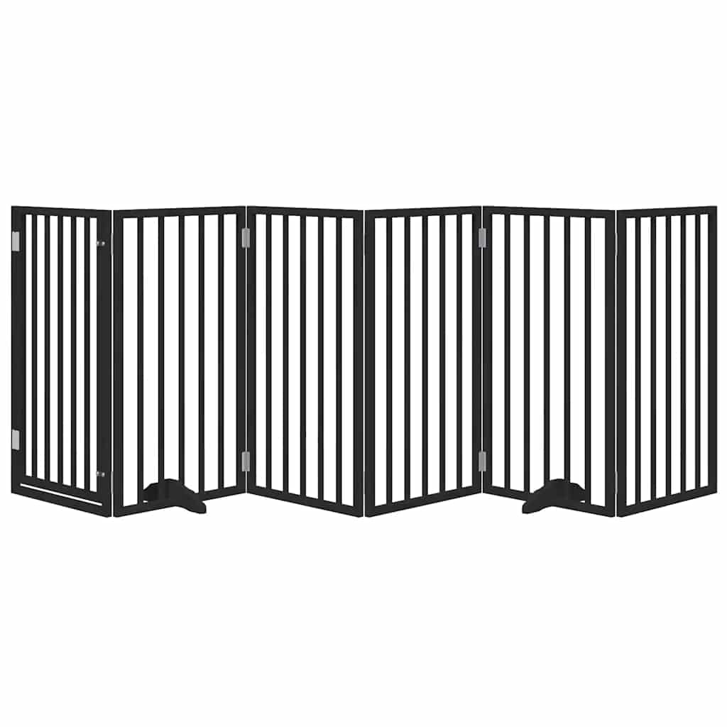 Portão p/ cães com porta dobrável 6 painéis 300 cm álamo preto