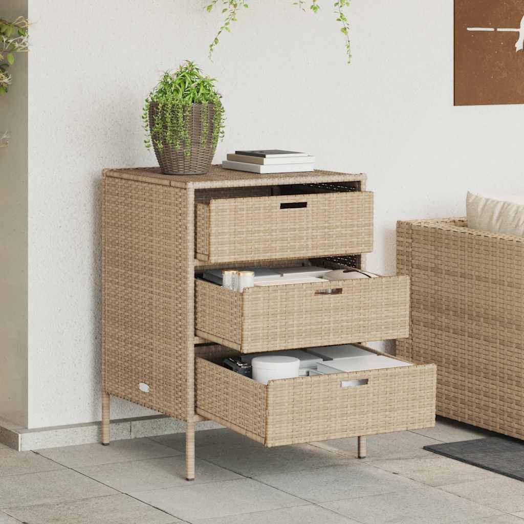 Armário de arrumação para jardim 55x59x80 cm vime PE bege