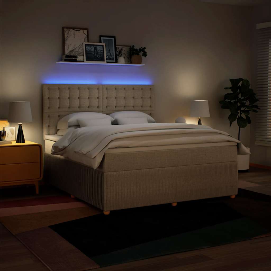 Cama com molas/colchão 180x200 cm tecido cor creme