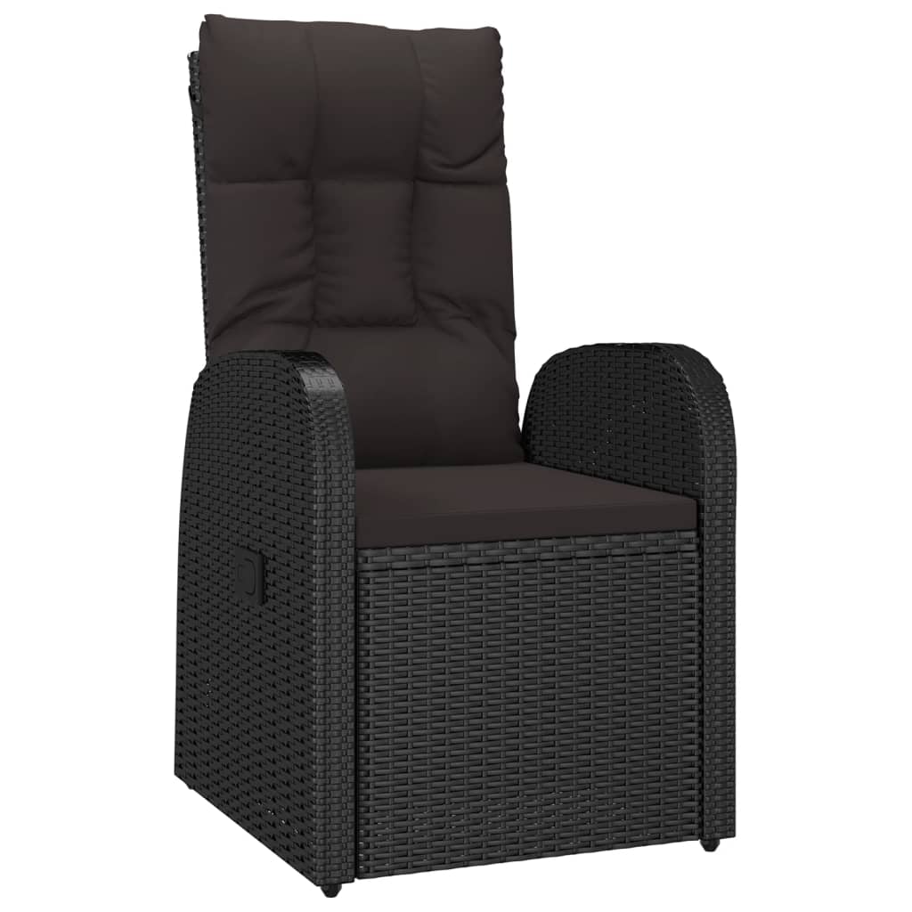11 Pcs conjunto de jantar p/ jardim c/ almofadões vime PE preto
