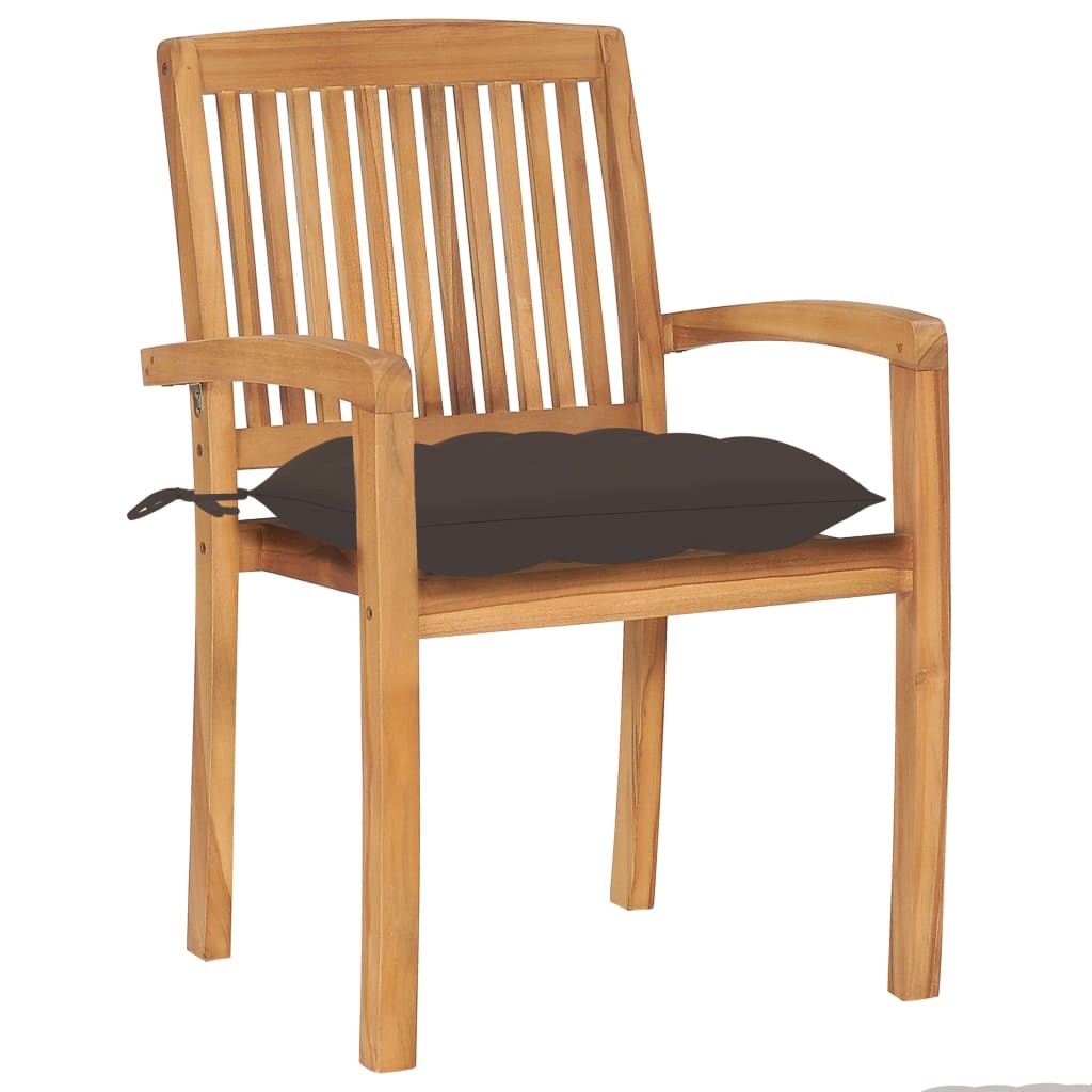 Cadeiras de jardim empiháveis c/ almofadões 4 pcs teca maciça