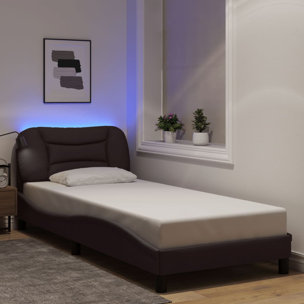 Estrutura de cama com LED sem colchão hvar 90x190 cm tecido