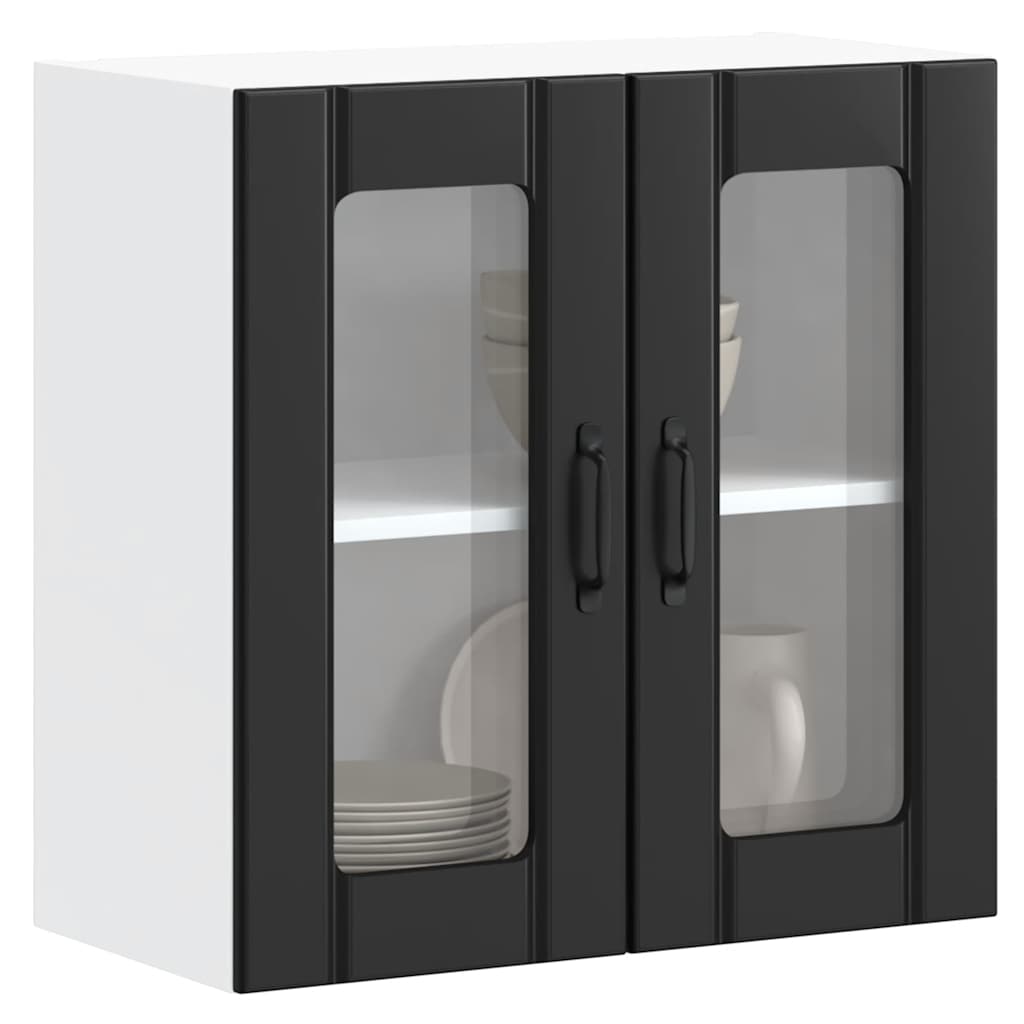 Armário de parede de cozinha porta vidro lucca preto